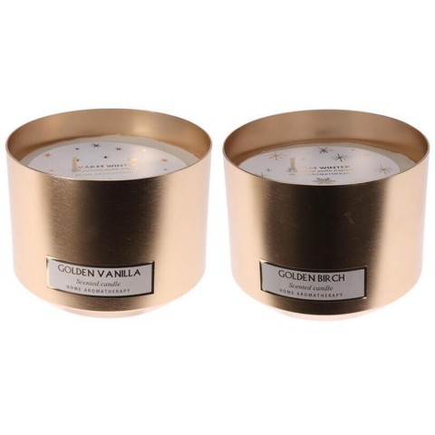 CANDELA 10X8CM IN LATTA ORO 2ASS